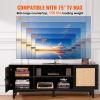 VEVOR Rattan TV Stand for 75in TV, Boho TV Stand with Rattan Door, Entertainment Center with Build-in Socket, Storage Cabinet with 2 Shelves